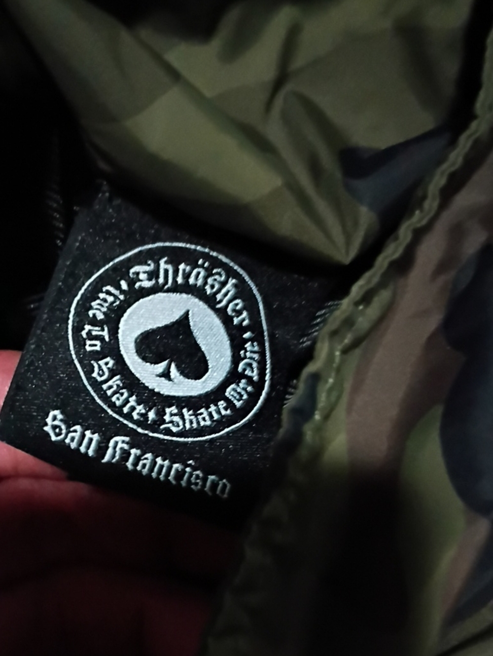 Thrasher Olive Green Camo Bomber Jacket
